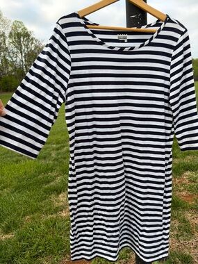 100% cotton Basic Editions striped long sleeve dress